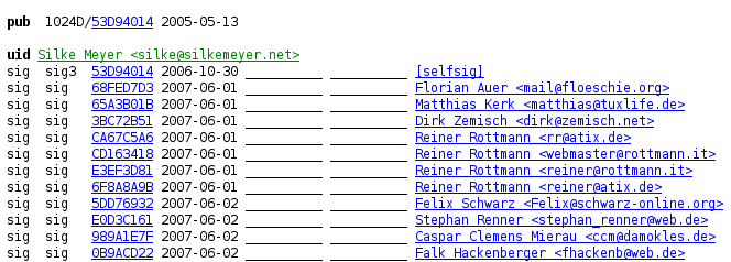 Signatures on a gpg key